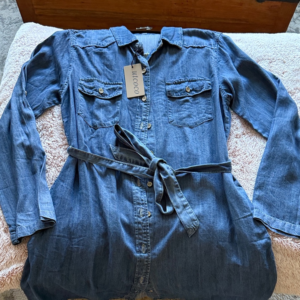 Blue Denim Midi Dress